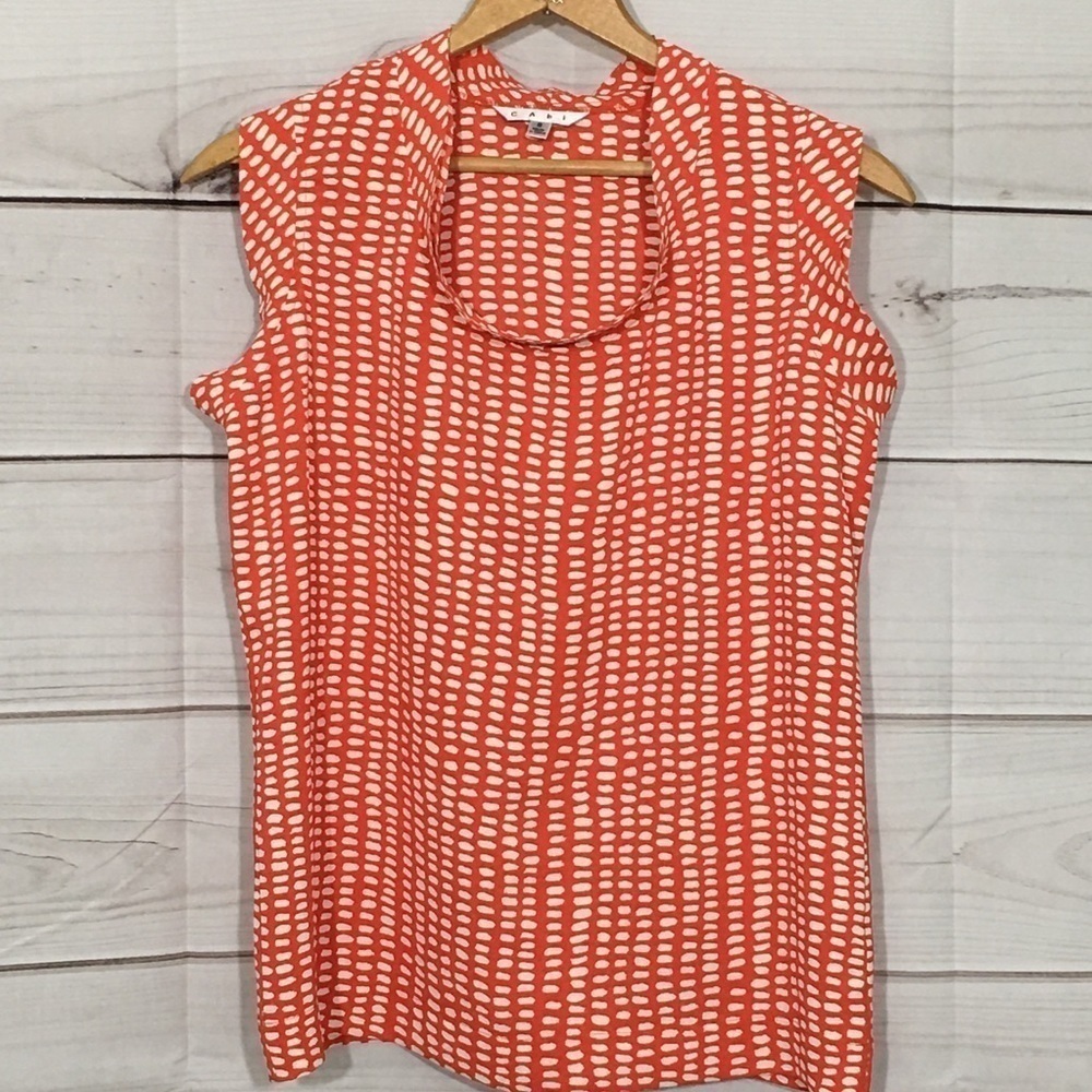CAbi Orange & White Madeleine Style 294 Top Size Small